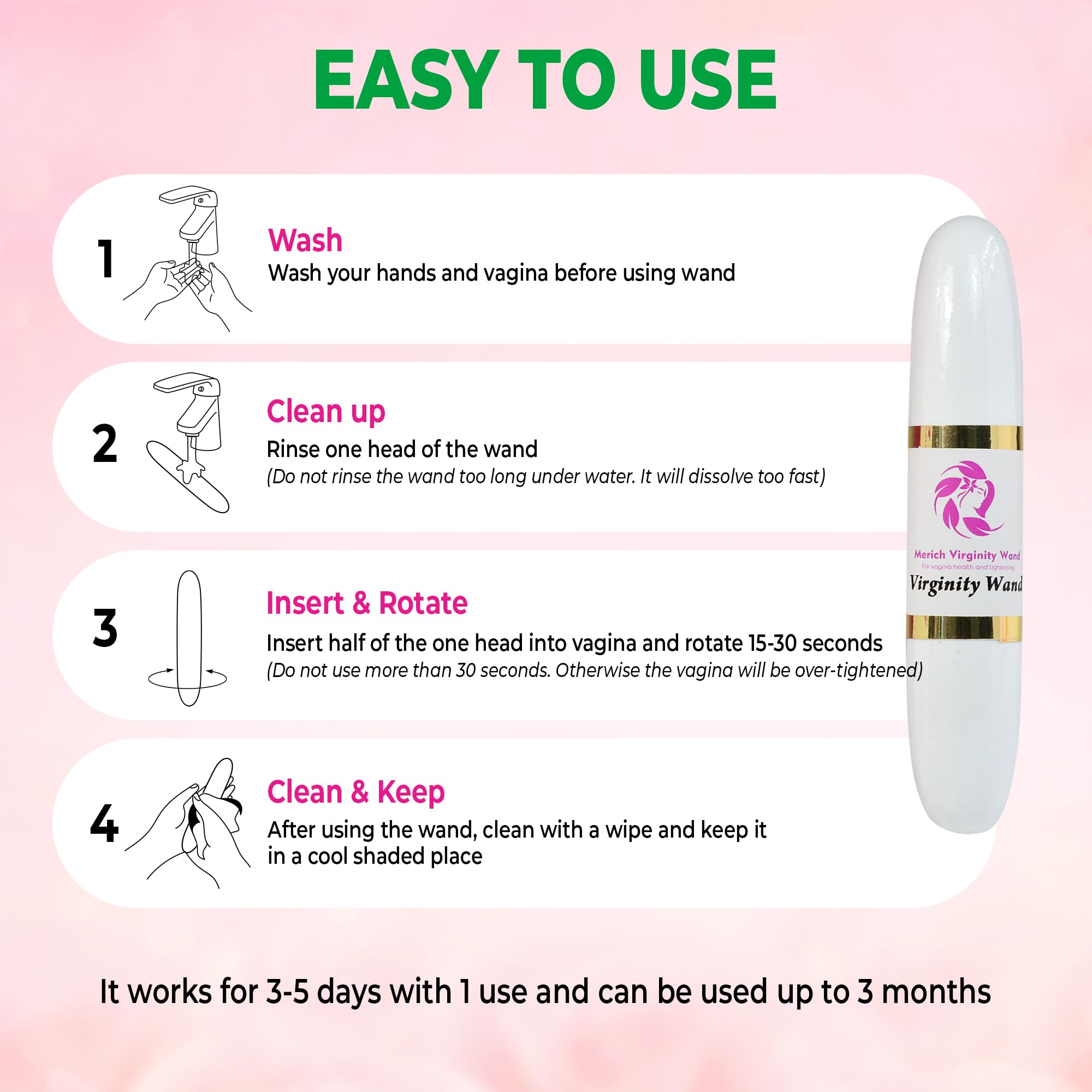 Merich wand in use shows intimate personal care application scenario.