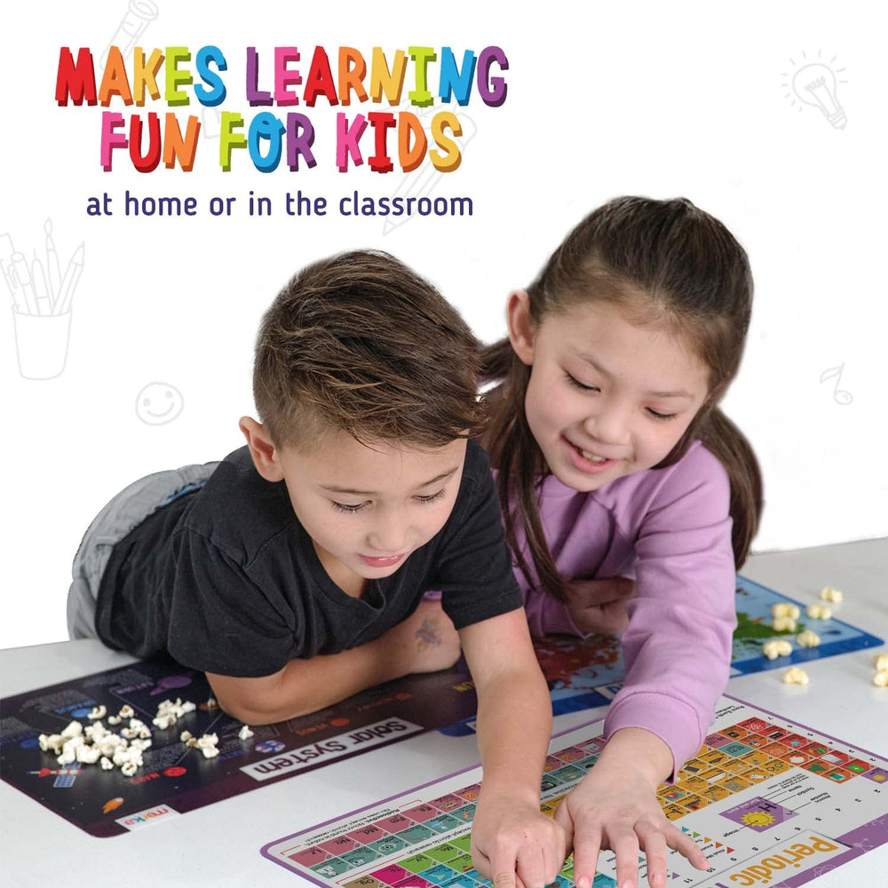 Merka 17x11 inch placemats fit standard tables for kids' meals.