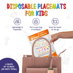 Merka placemats showing multicolor design to brighten meals and learning