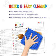 Merka dry erase coloring placemat offers space for creativity while dining.