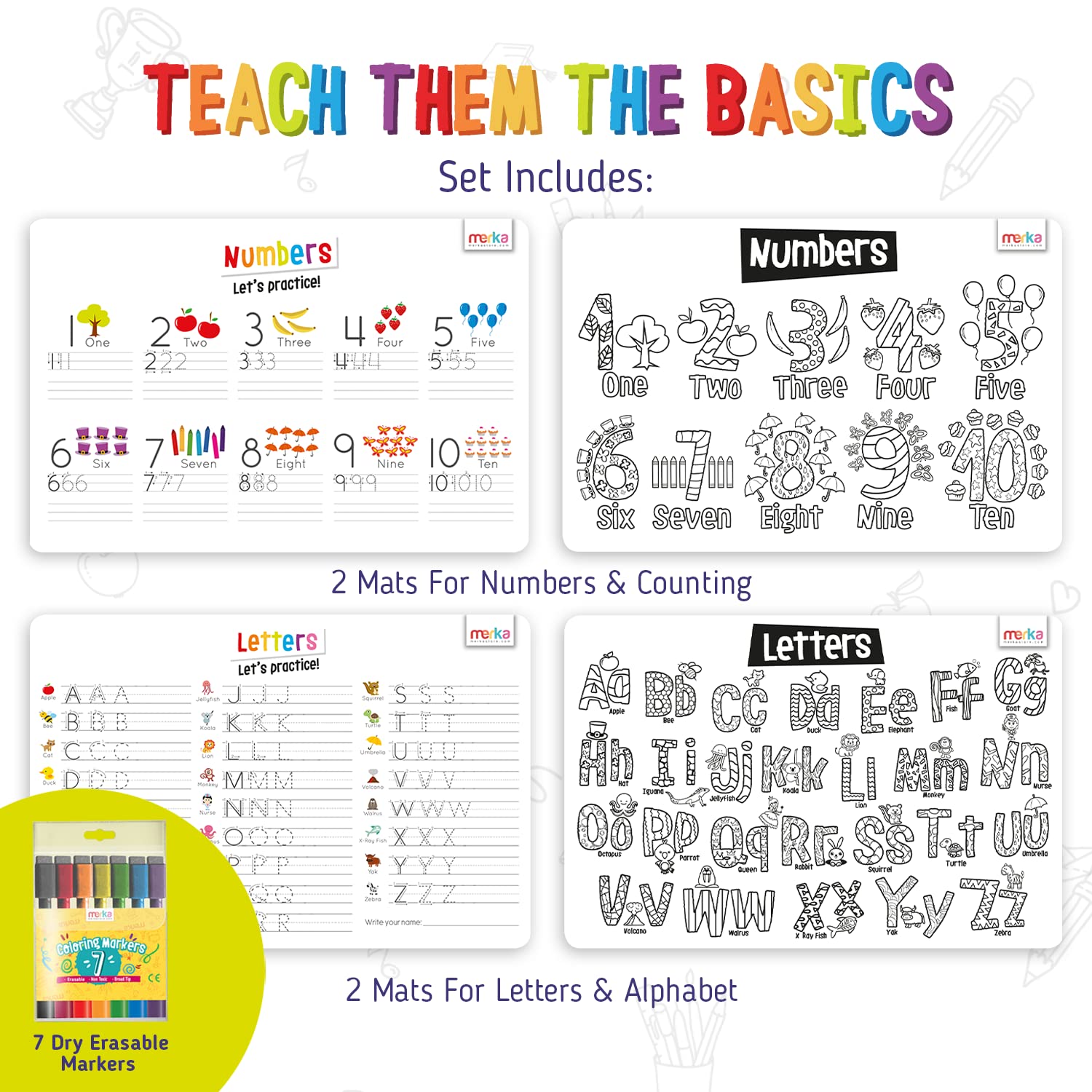 Merka dry erase mealtime learning surface is durable and wipe-clean after use.