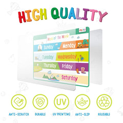 Merka Kids Placemats Set featuring days of the week supports daily routine learning.