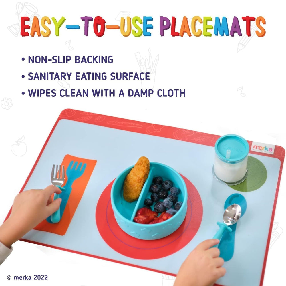 Merka placemat wipe-clean surface makes cleanup quick after meals.