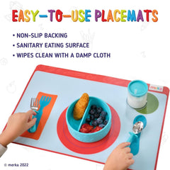 Merka placemat wipe-clean surface makes cleanup quick after meals.