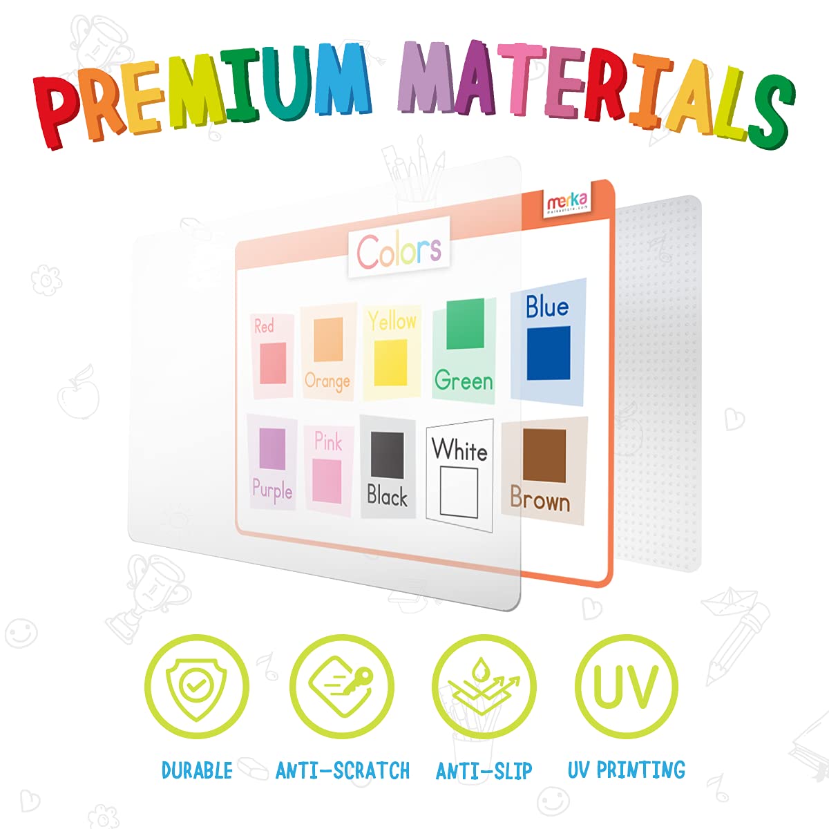 Merka placemats with letters numbers shapes support early learning at meals