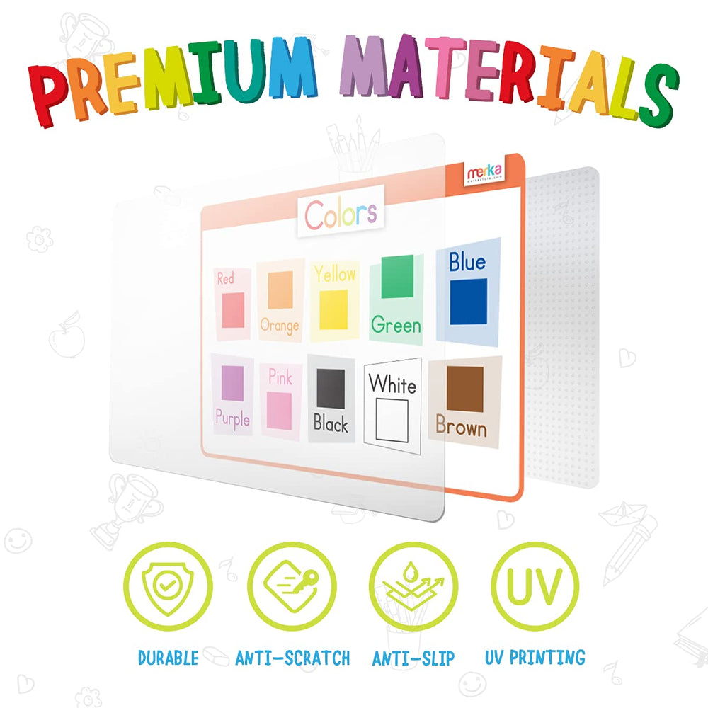 Merka placemats with letters numbers shapes support early learning at meals