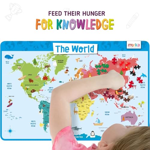 Merka World Map Placemat offers durable wipe-clean design for busy families.