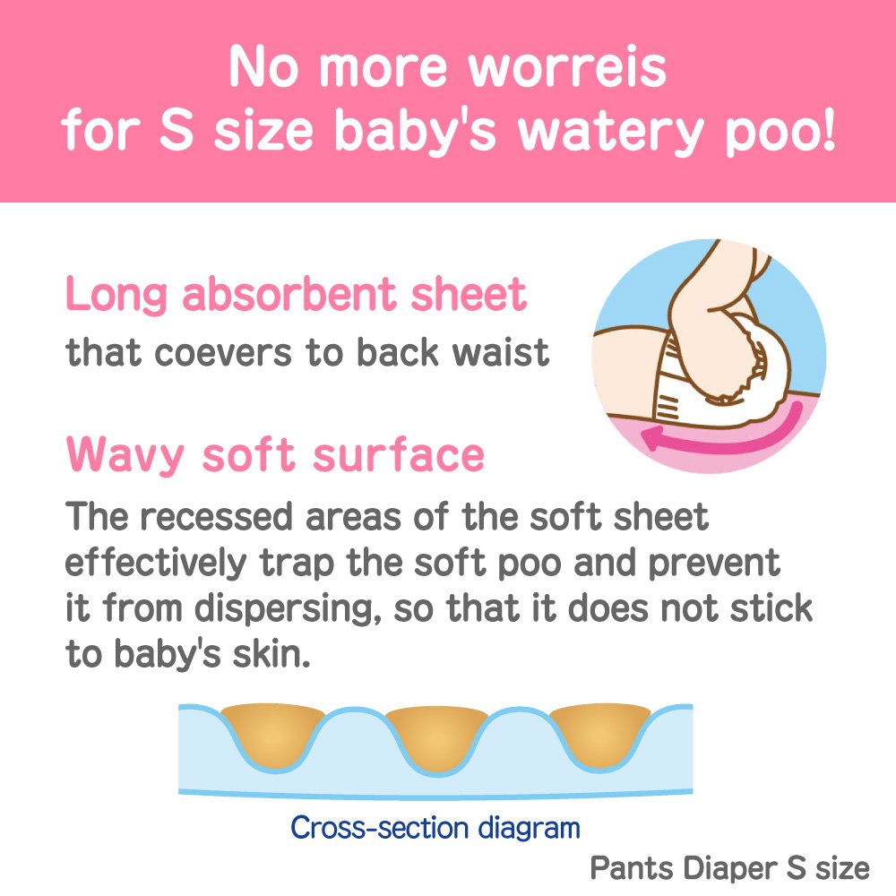 Merries Sarasara Air Through Pants breathable material keeps baby cool.