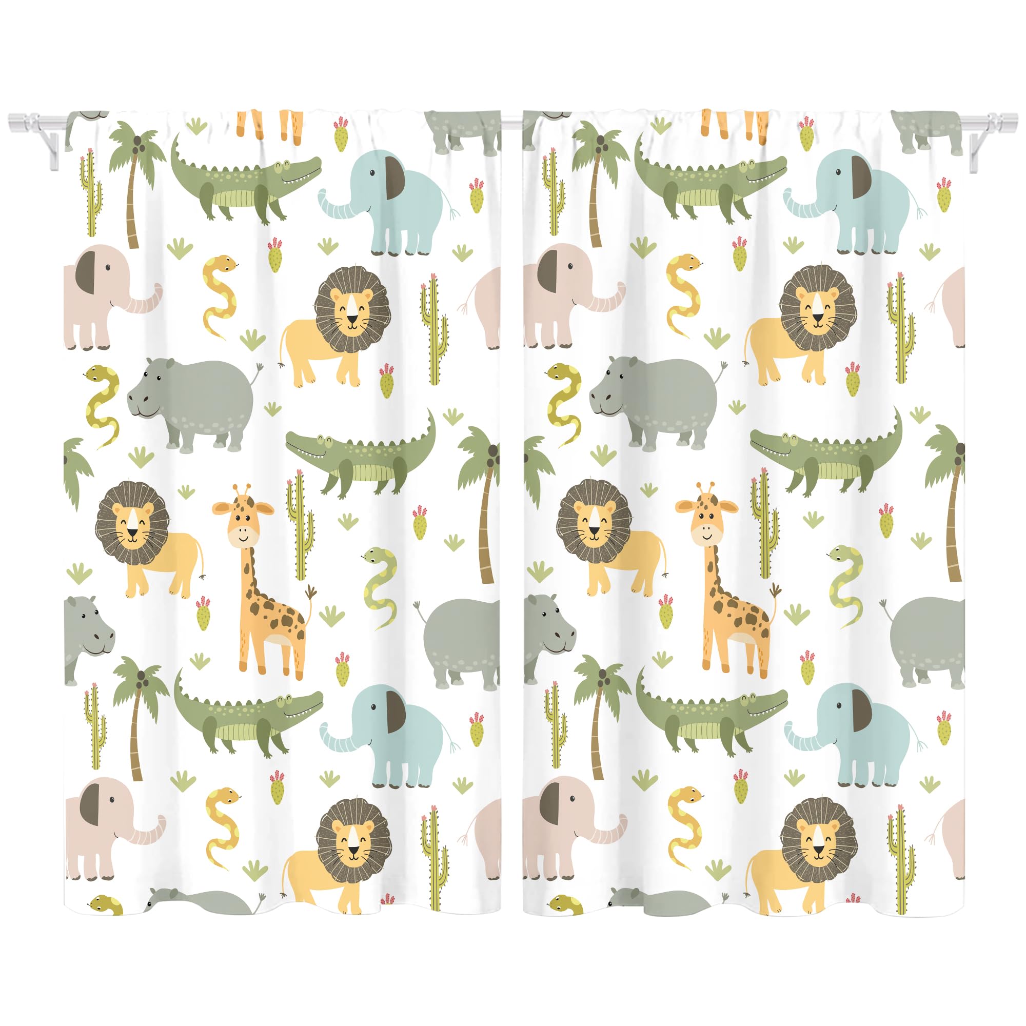 MESHELLY baby safari curtains for nursery windows offer easy care.