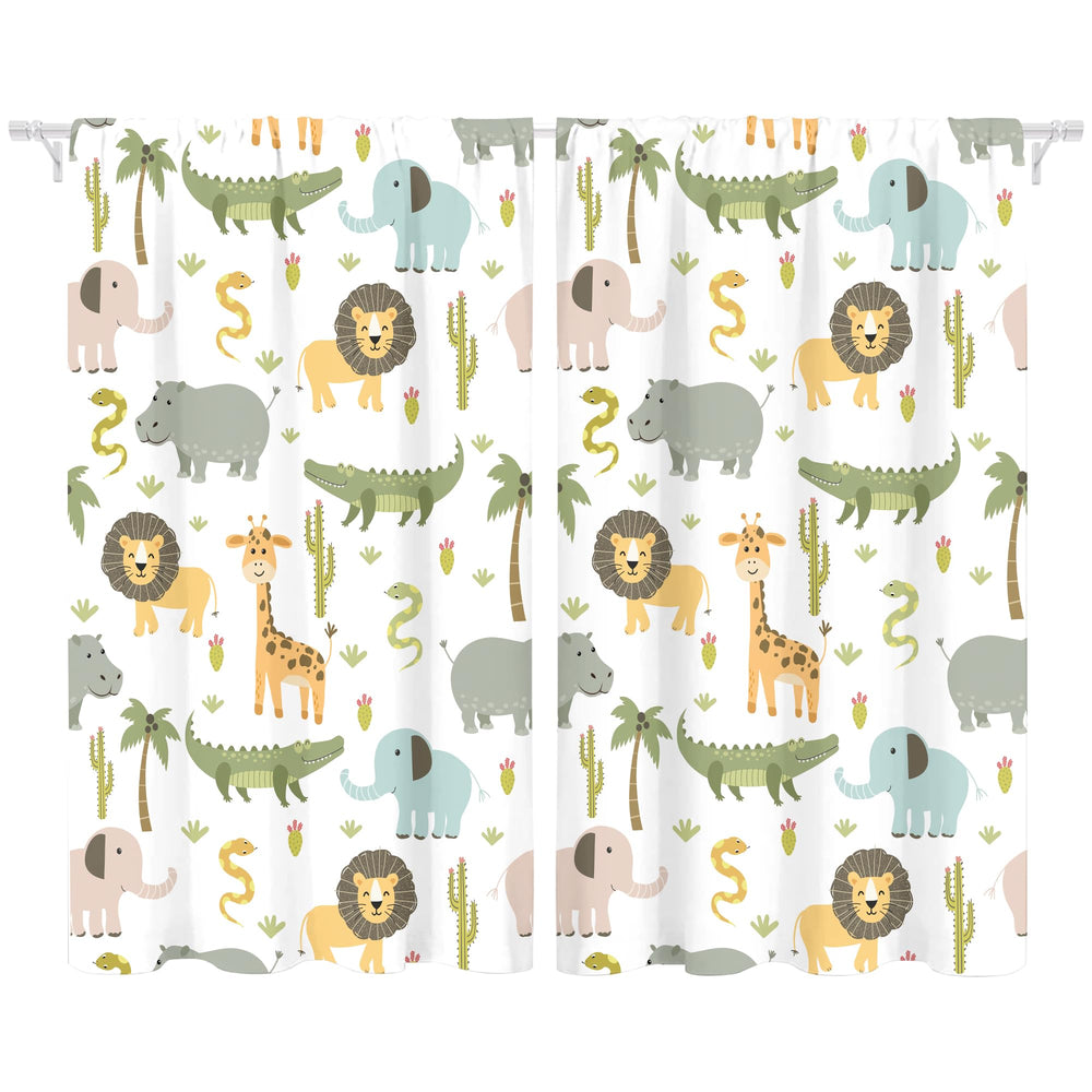 MESHELLY baby safari curtains for nursery windows offer easy care.