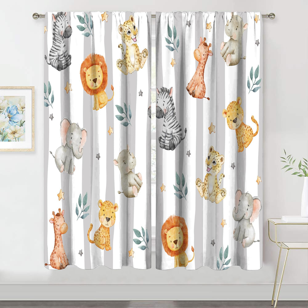 MESHELLY kids safari curtains with lion print add playful charm to a child's window.