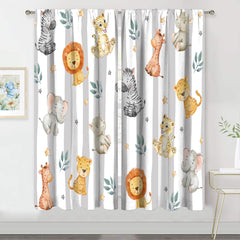 MESHELLY kids safari curtains with lion print add playful charm to a child's window.
