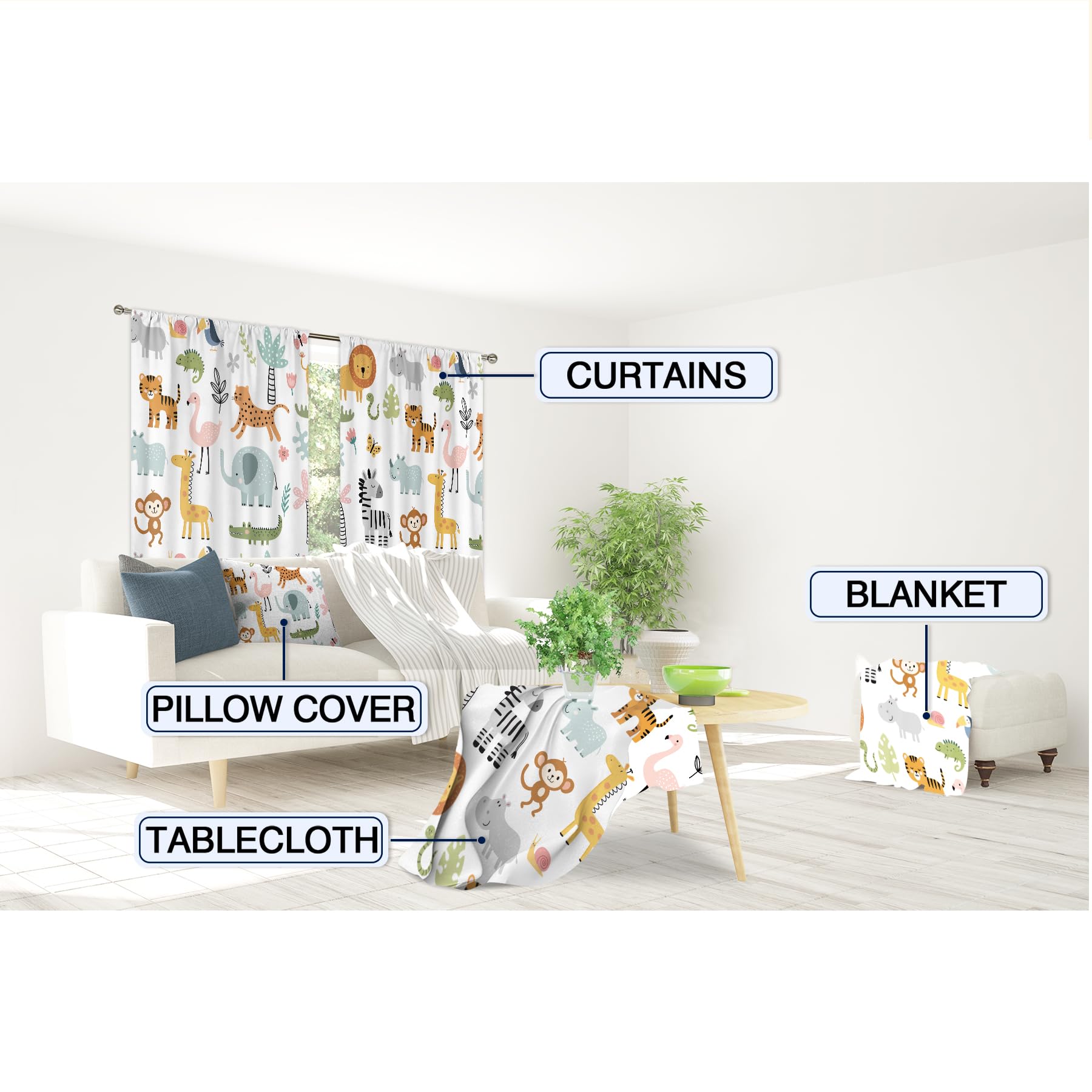 MESHELLY safari-scene-panel curtain showcases nature-inspired design for playful rooms.