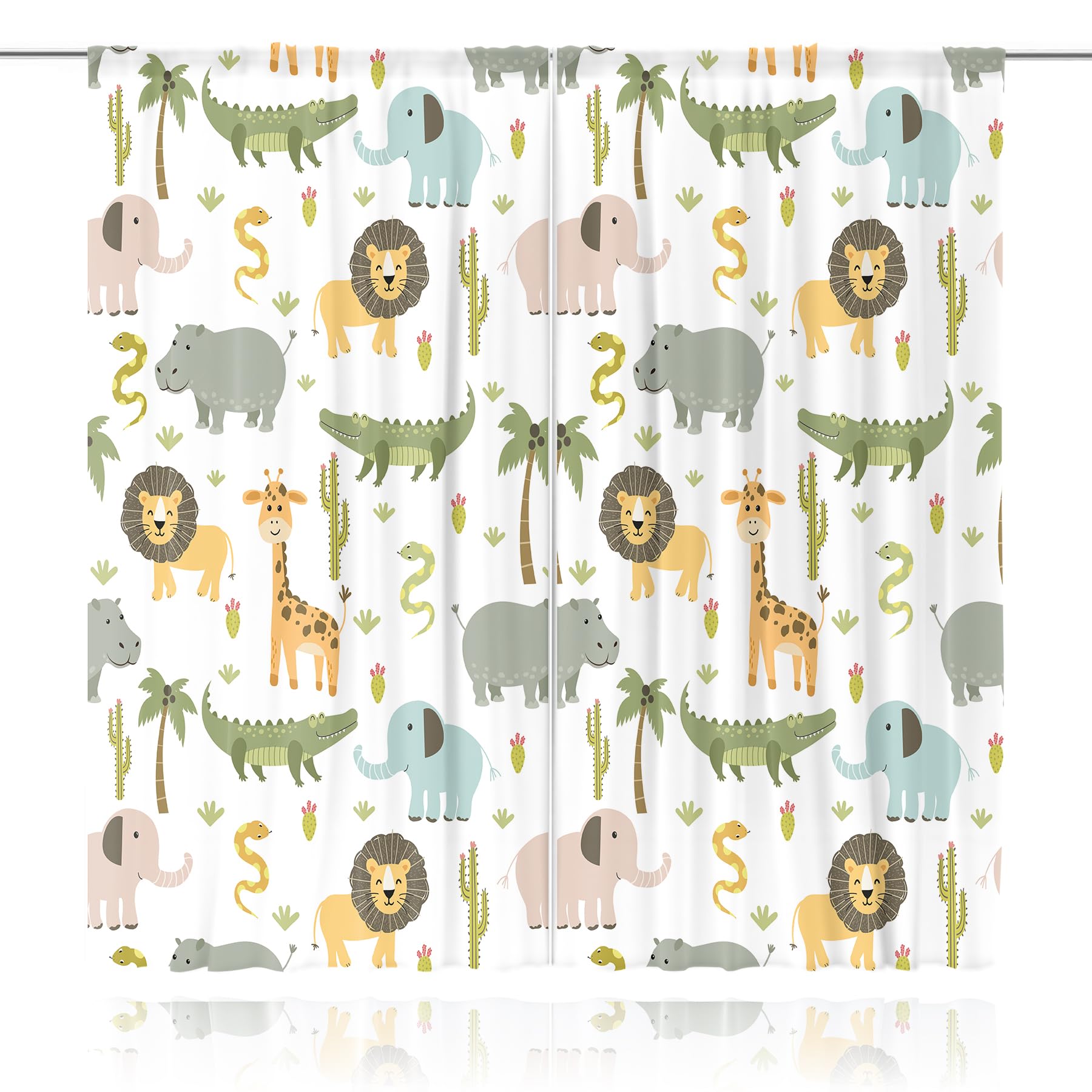 MESHELLY jungle pattern detail on safari curtains
