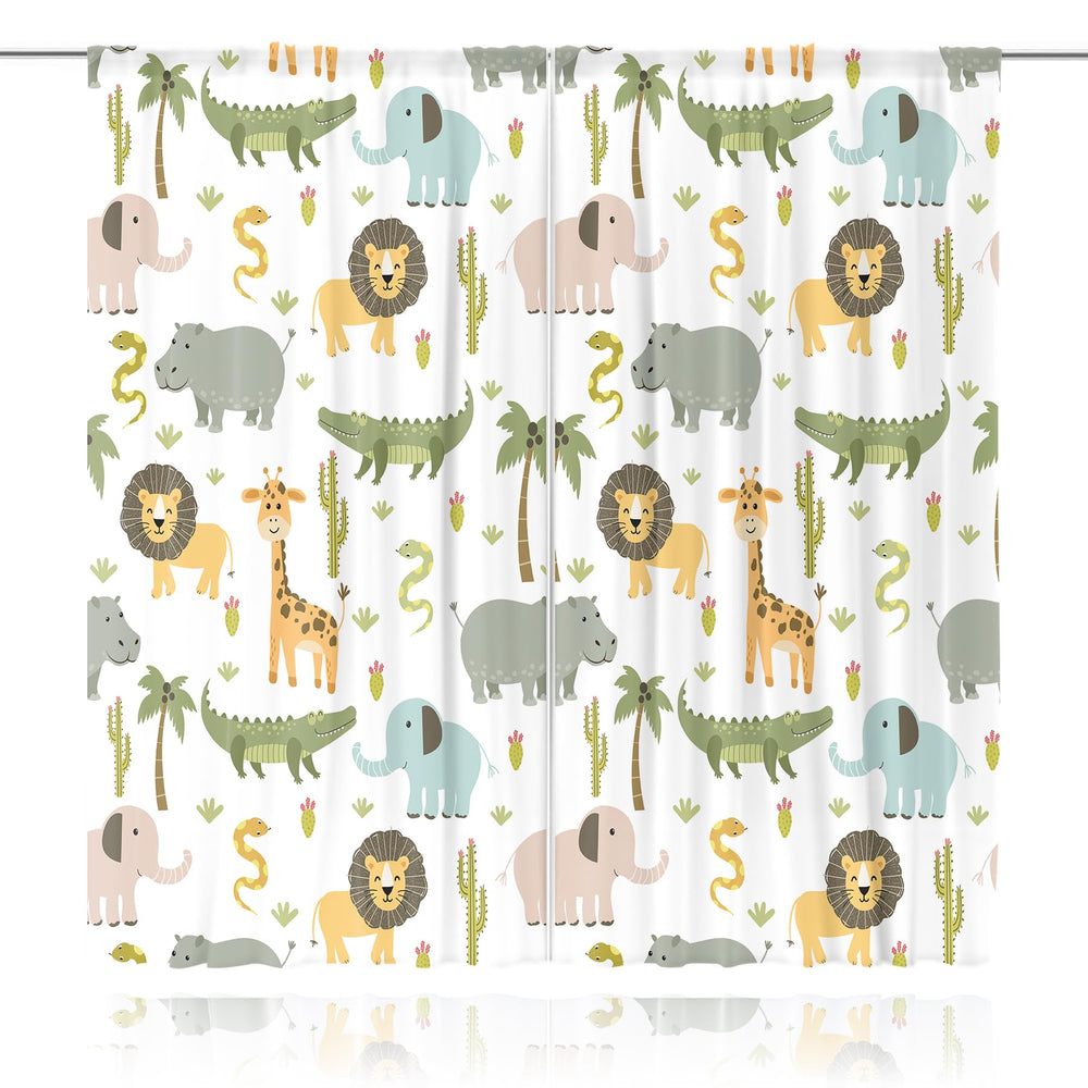 MESHELLY jungle pattern detail on safari curtains