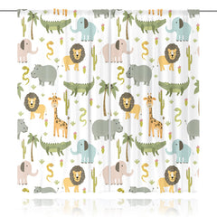 MESHELLY jungle pattern detail on safari curtains