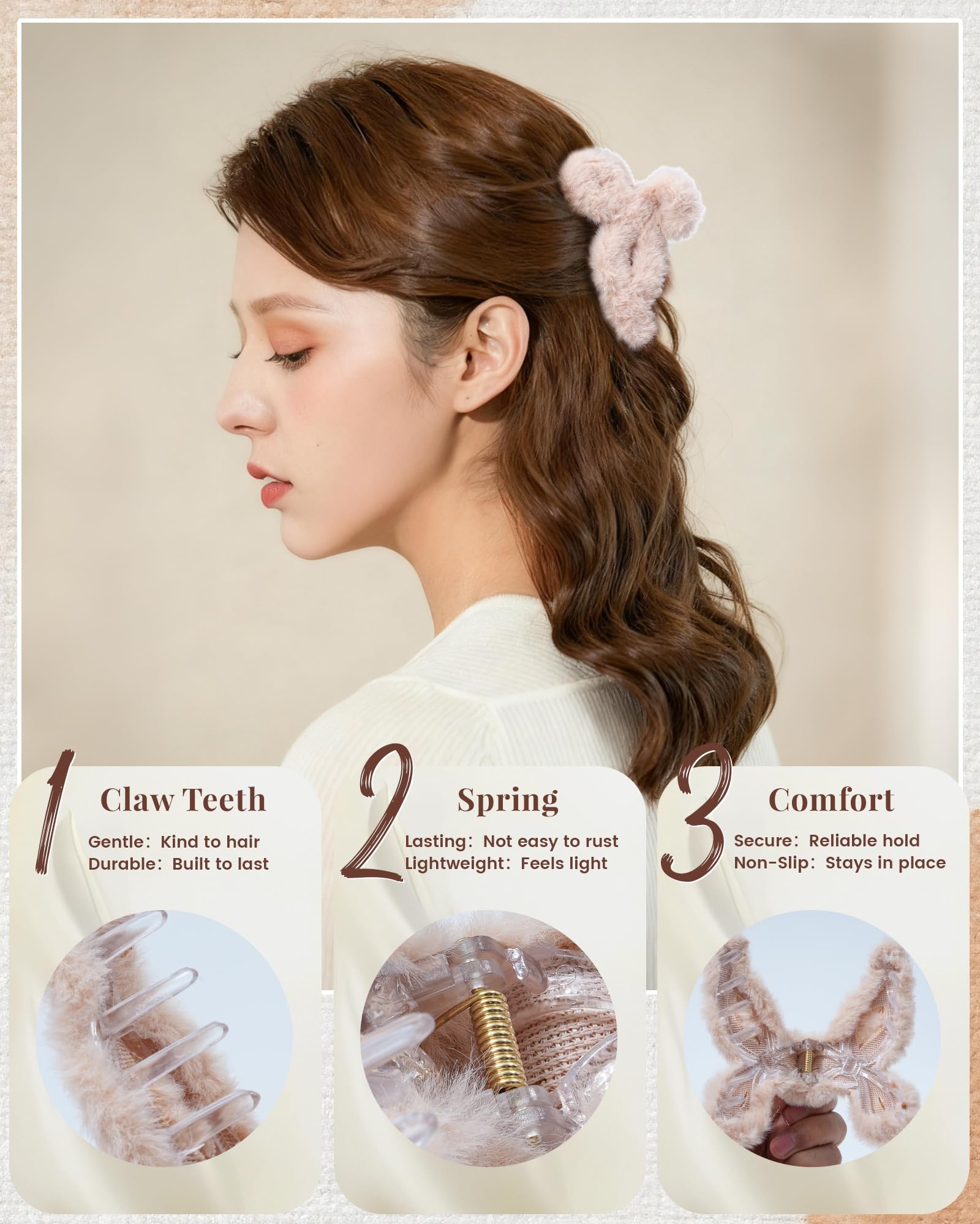 Mesovor winter-ready fluffy bow clip adds cozy charm to outfits.