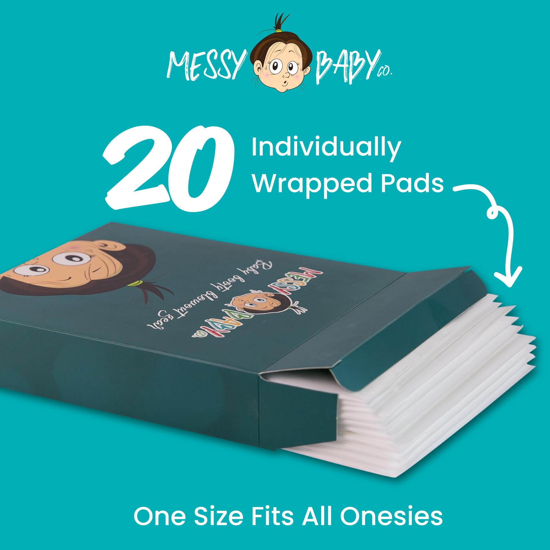 Messy Baby Co refill pads neatly packed for diaper bag travel.