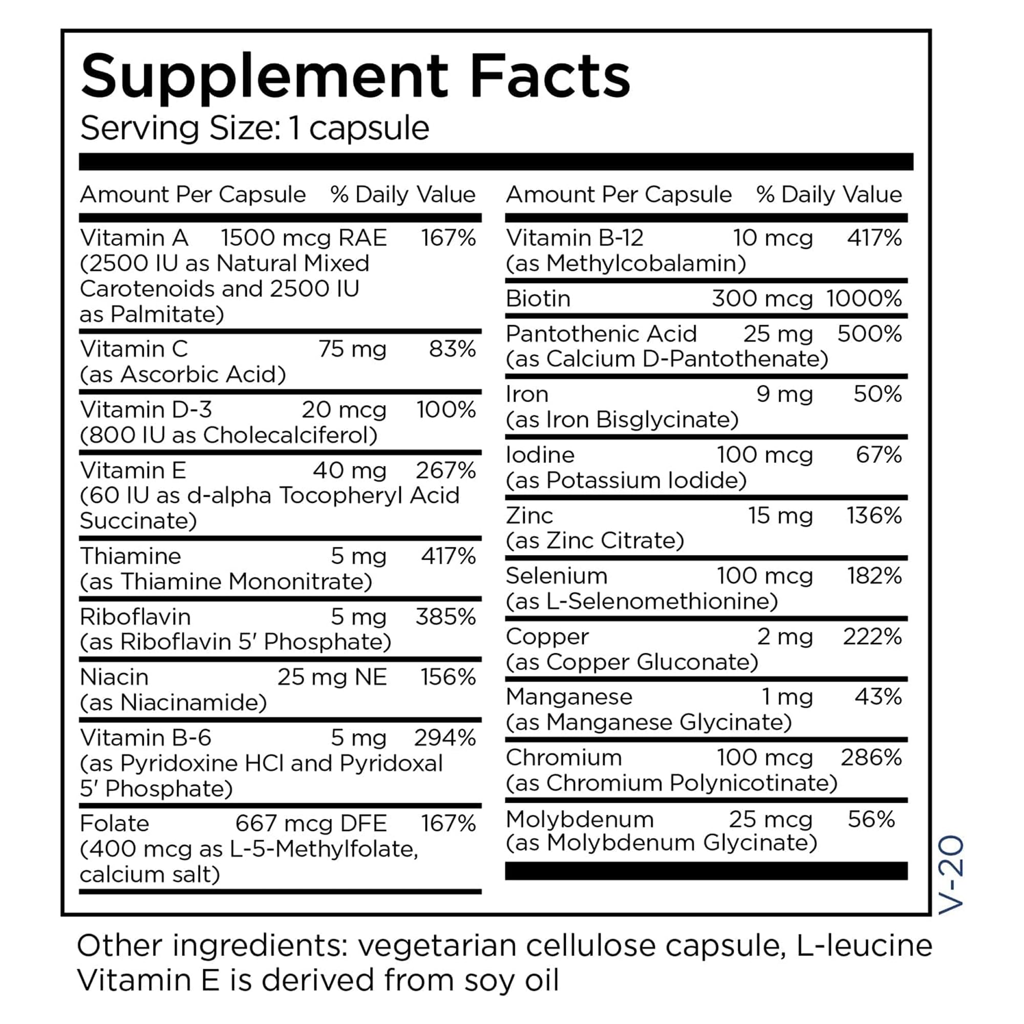 Metabolic Maintenance Little One dosing chart aids parents in daily intake