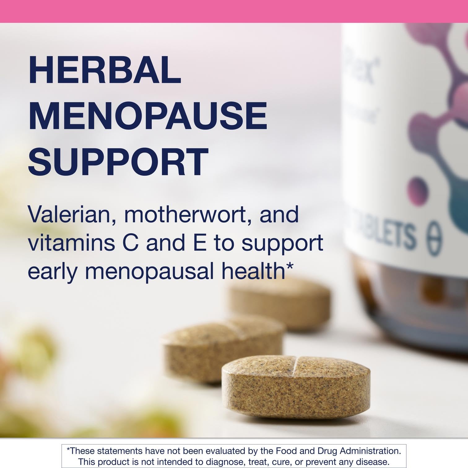 Metagenics Fem EstroPlex bottle with dandelion root imagery for herbal support.