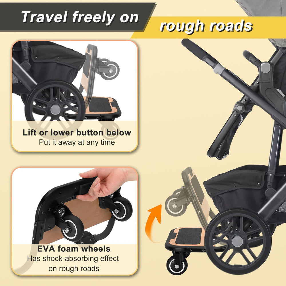 METALBEE EVA foam wheels provide smooth, quiet travel on uneven pavement.