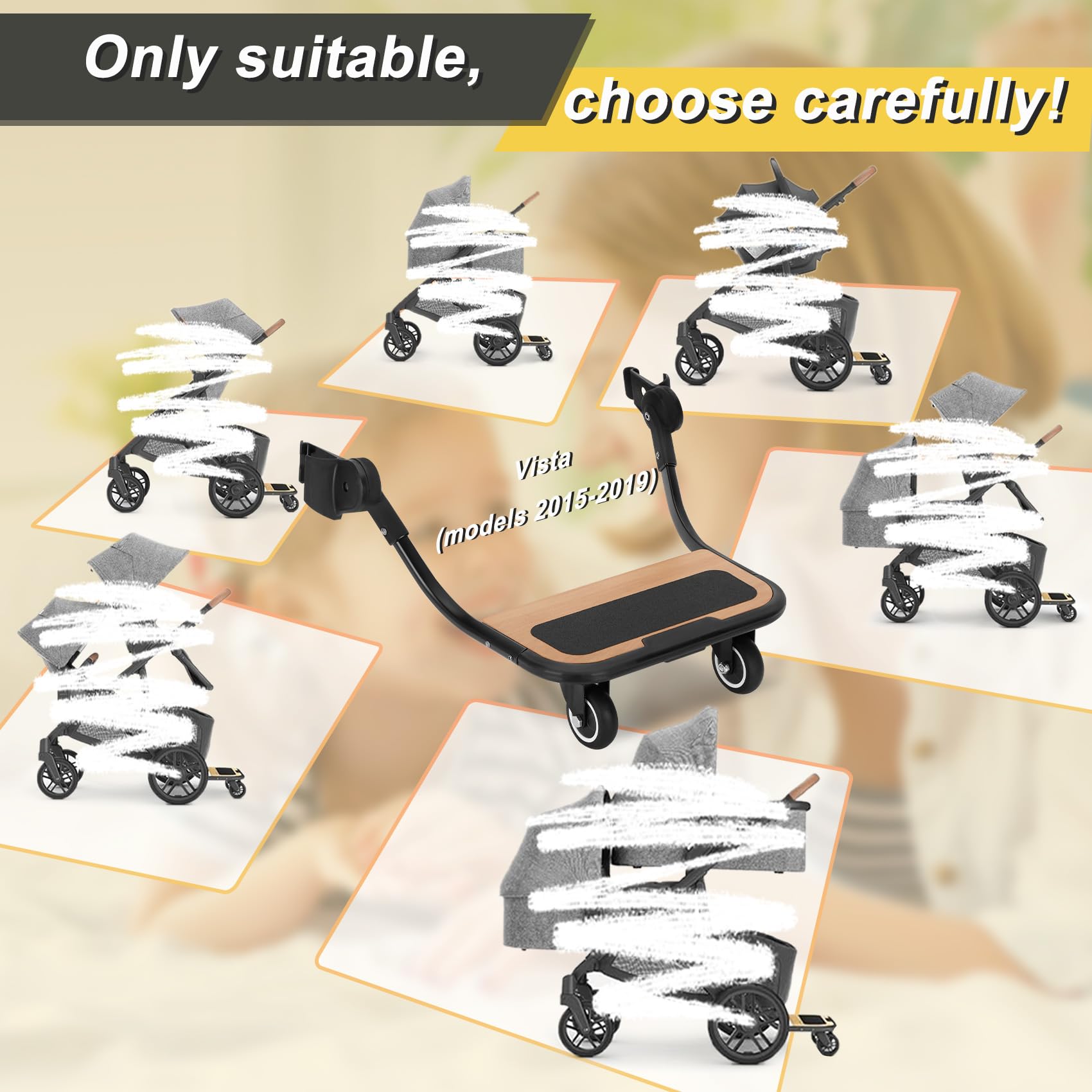 METALBEE two-child sharing board adds versatility to a single stroller.