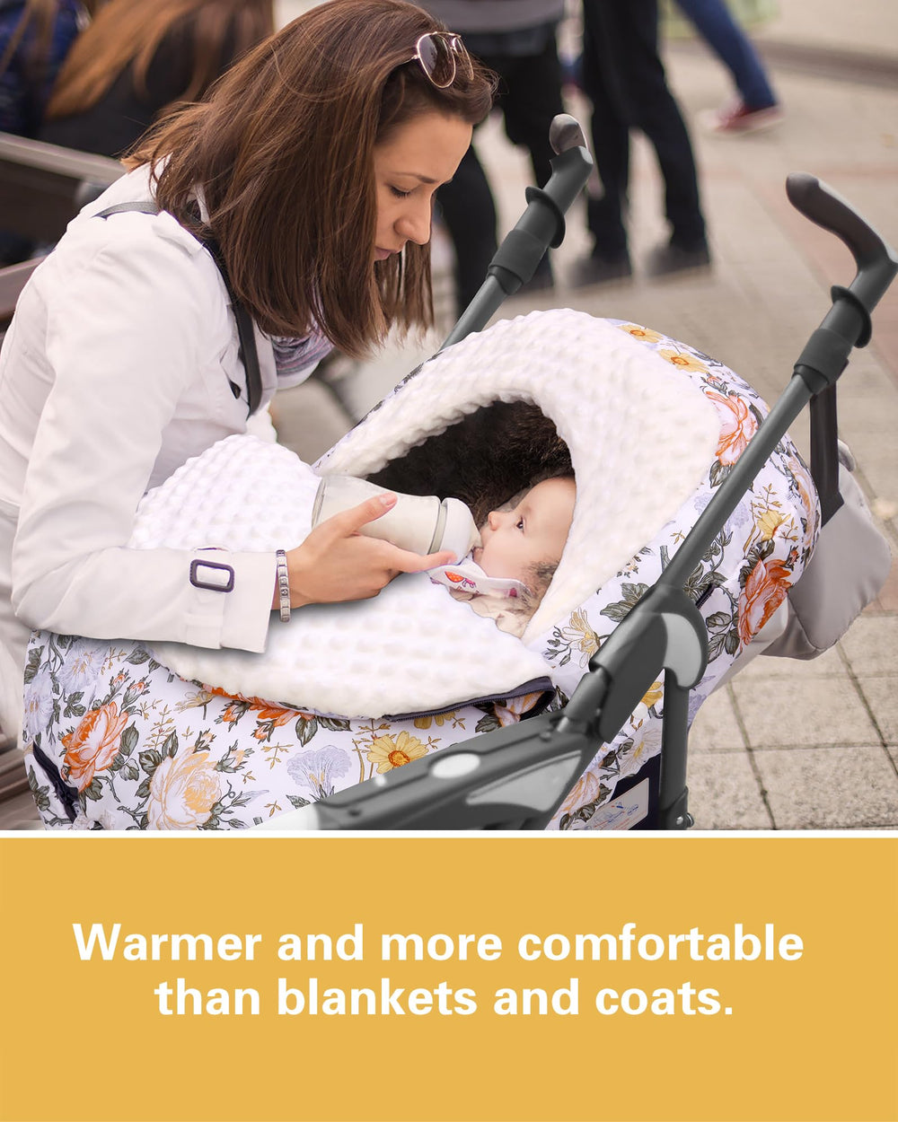 Metplus adjustable front flap offers easy baby access while maintaining warmth.