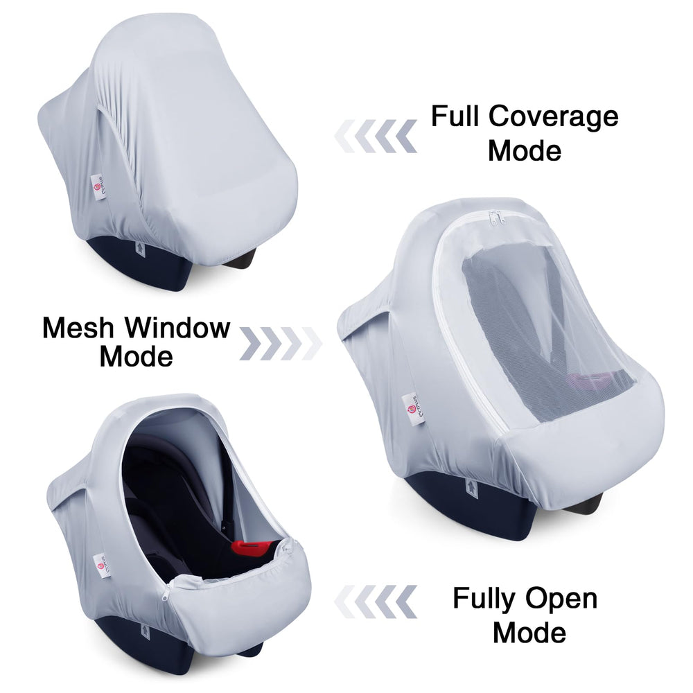Metplus baby car seat cover with 360° full coverage shields from wind and sun.