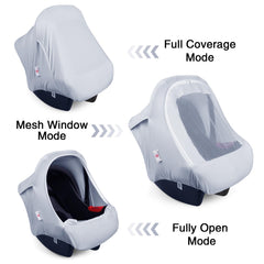 Metplus baby car seat cover with 360° full coverage shields from wind and sun.