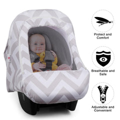 Metplus car seat cover allows easy access for diaper changes and feeds