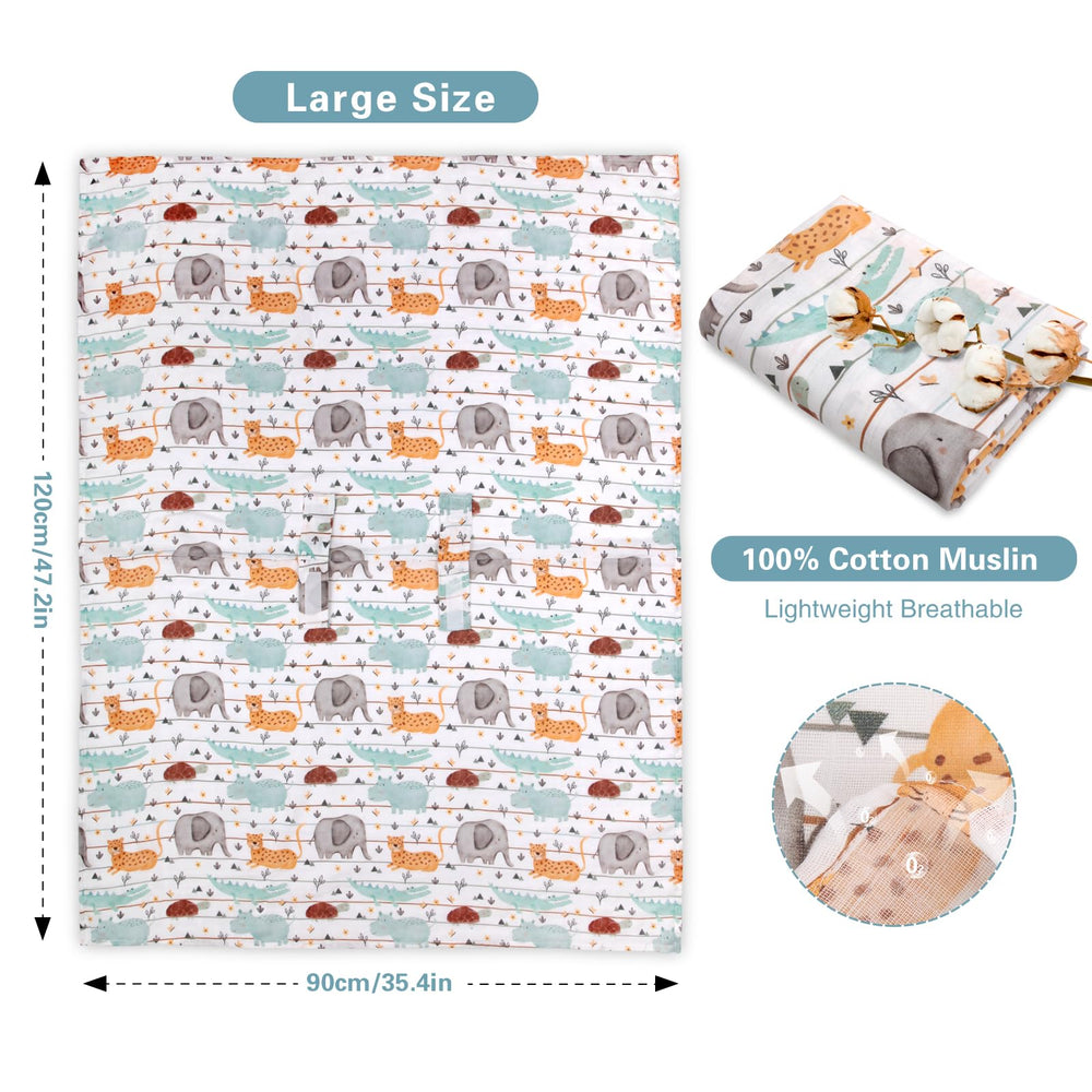 Metplus Muslin Carseat Cover compact fold design fitting in a diaper bag.