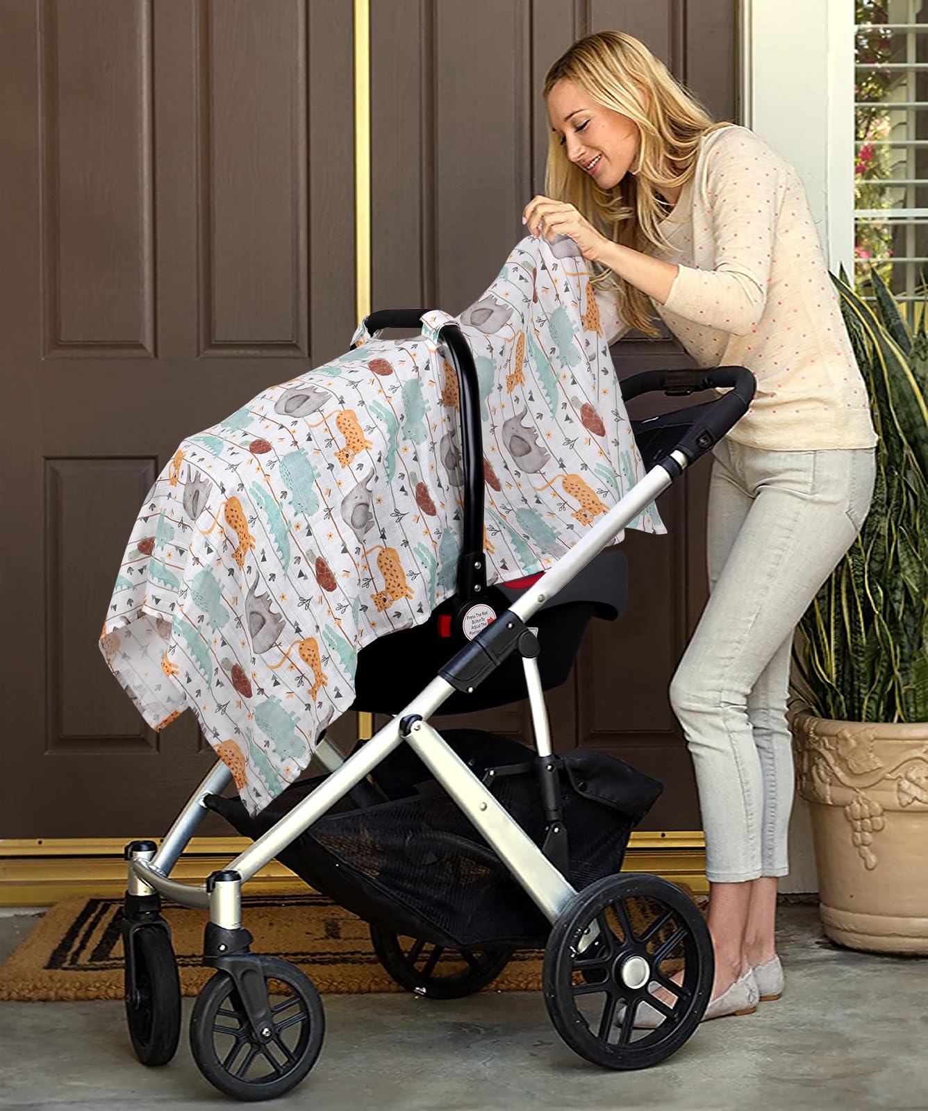Metplus Muslin Carseat Cover nursing privacy for discreet feeding on the go.