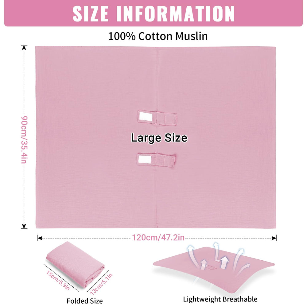 Metplus muslin cover used as breastfeeding privacy shield.