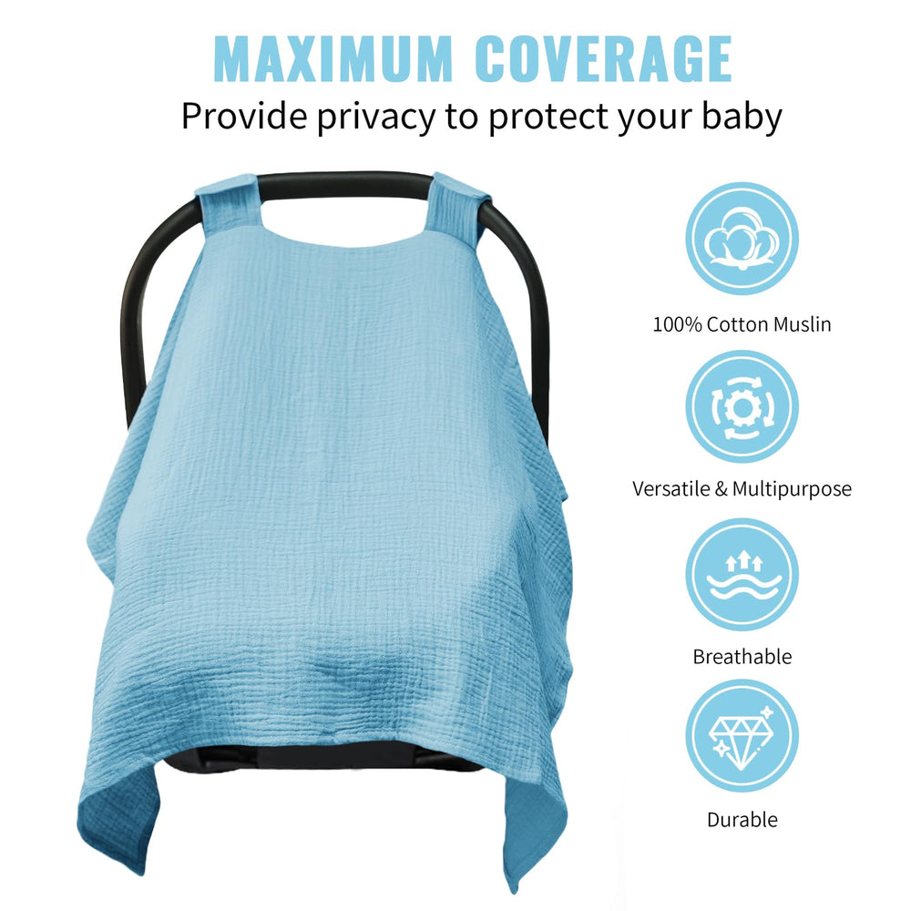 Metplus stroller cover demonstrates soft cotton and lightweight design for on-the-go shade.
