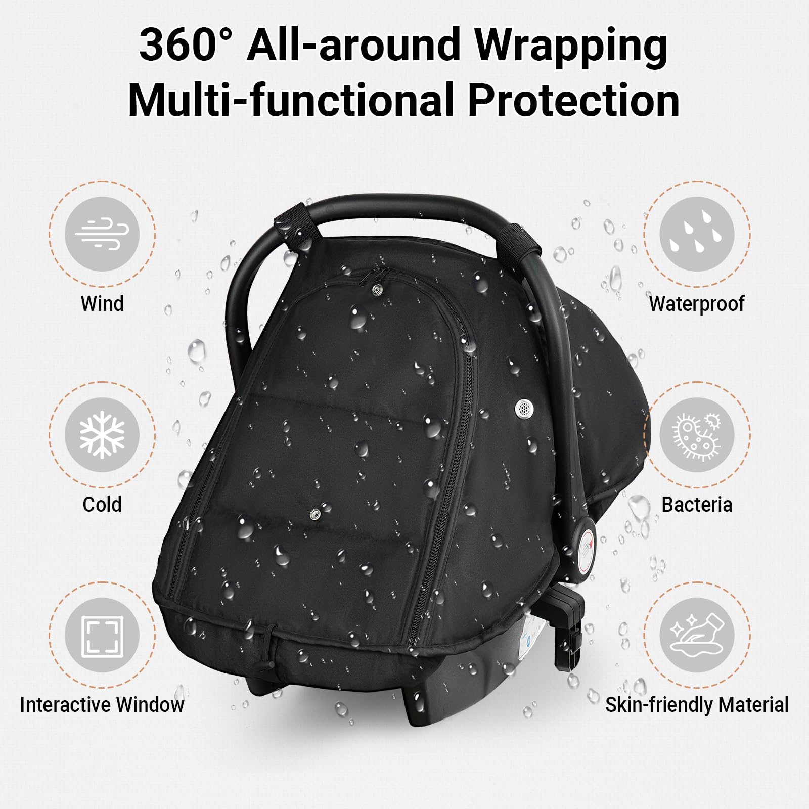 Metplus winter car seat cover soft fleece lining adds warm comfort on cold days.