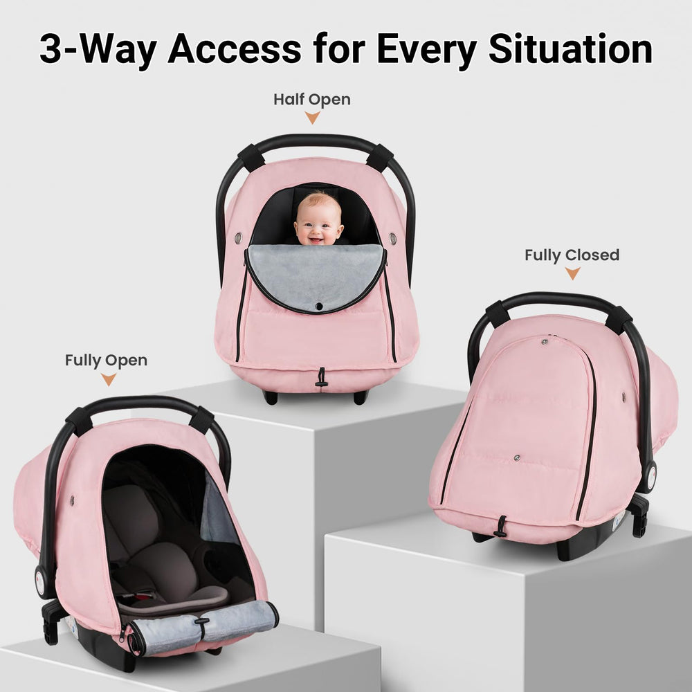 Metplus Winter Car Seat Cover soft fleece lining adds gentle warmth for baby.