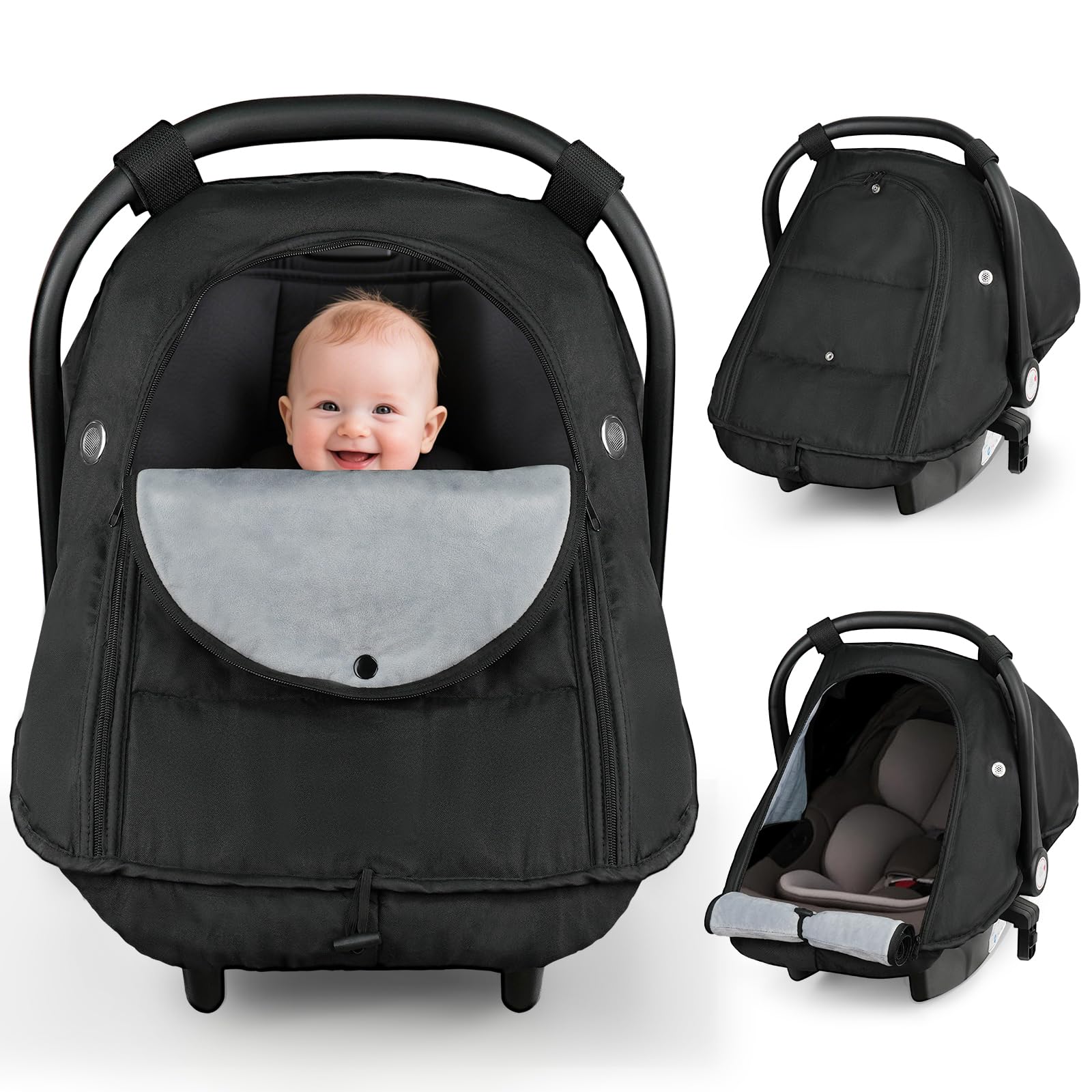 Metplus winter car seat cover waterproof shell keeps baby dry during rain.