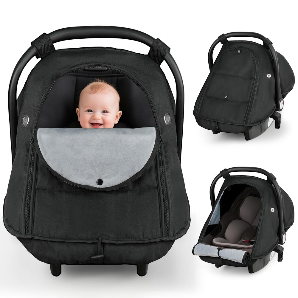 Metplus winter car seat cover waterproof shell keeps baby dry during rain.