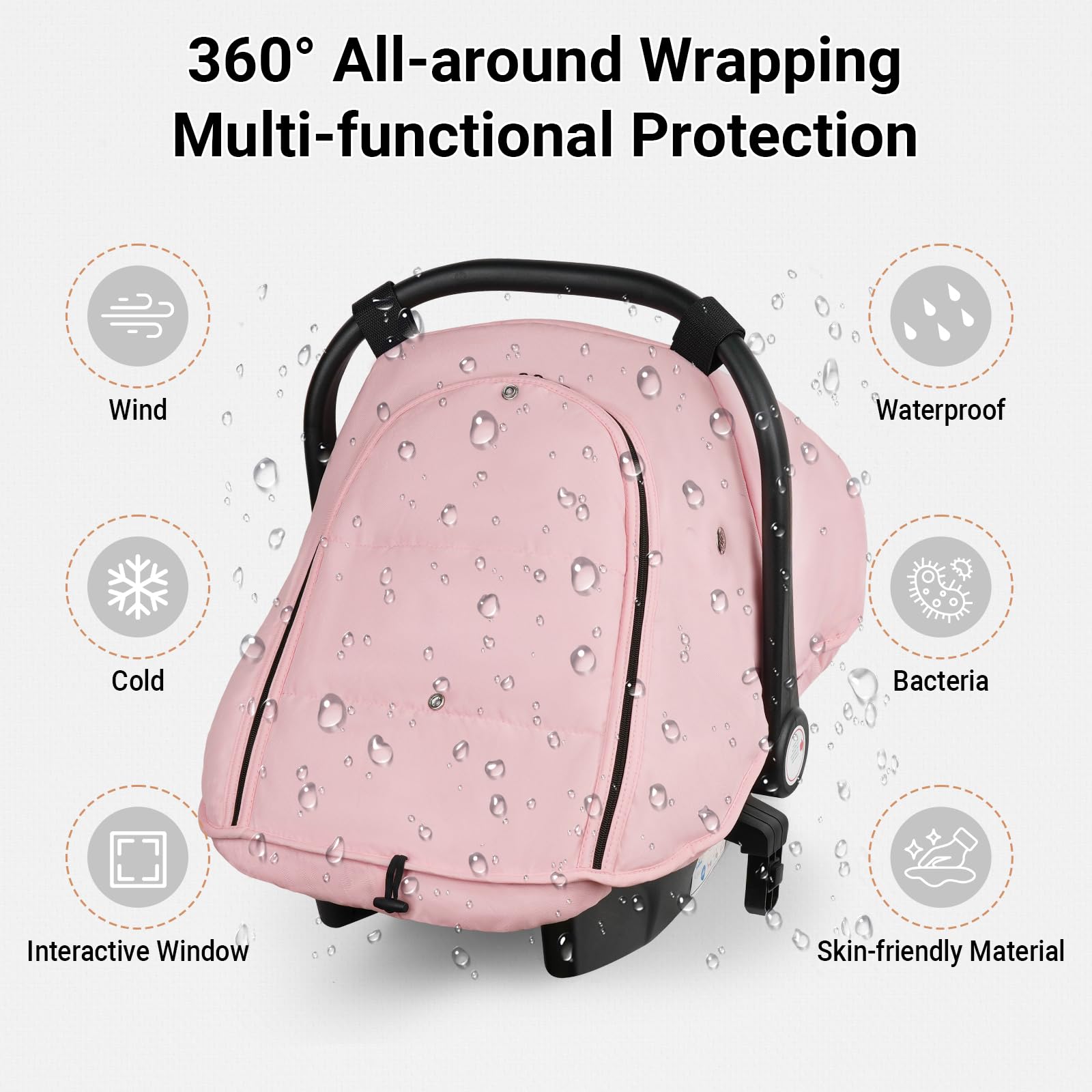 Metplus Winter Car Seat Cover windproof design shields baby from chilly gusts.