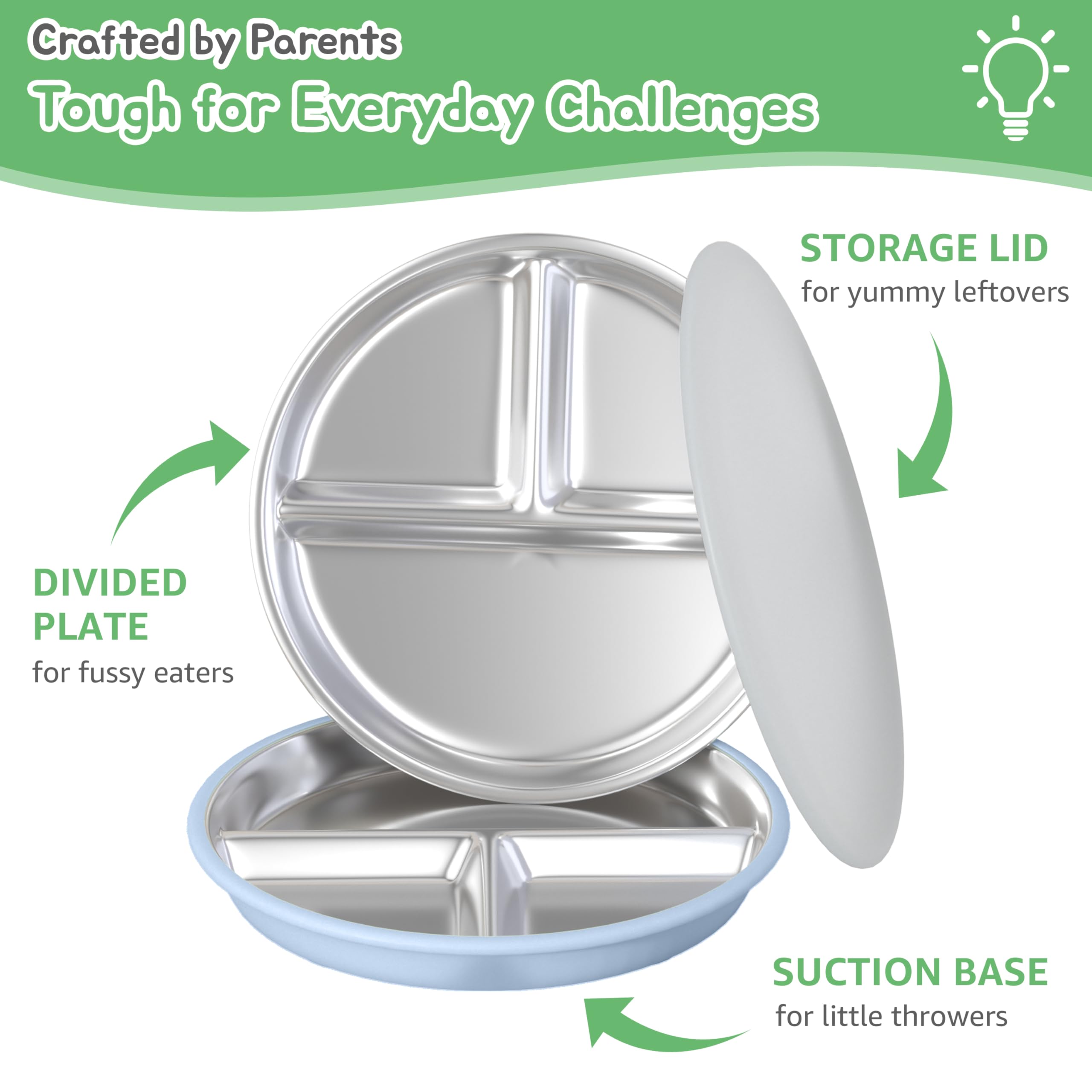 MEUIS eight-piece set shown with lids and dividers for organized meals.