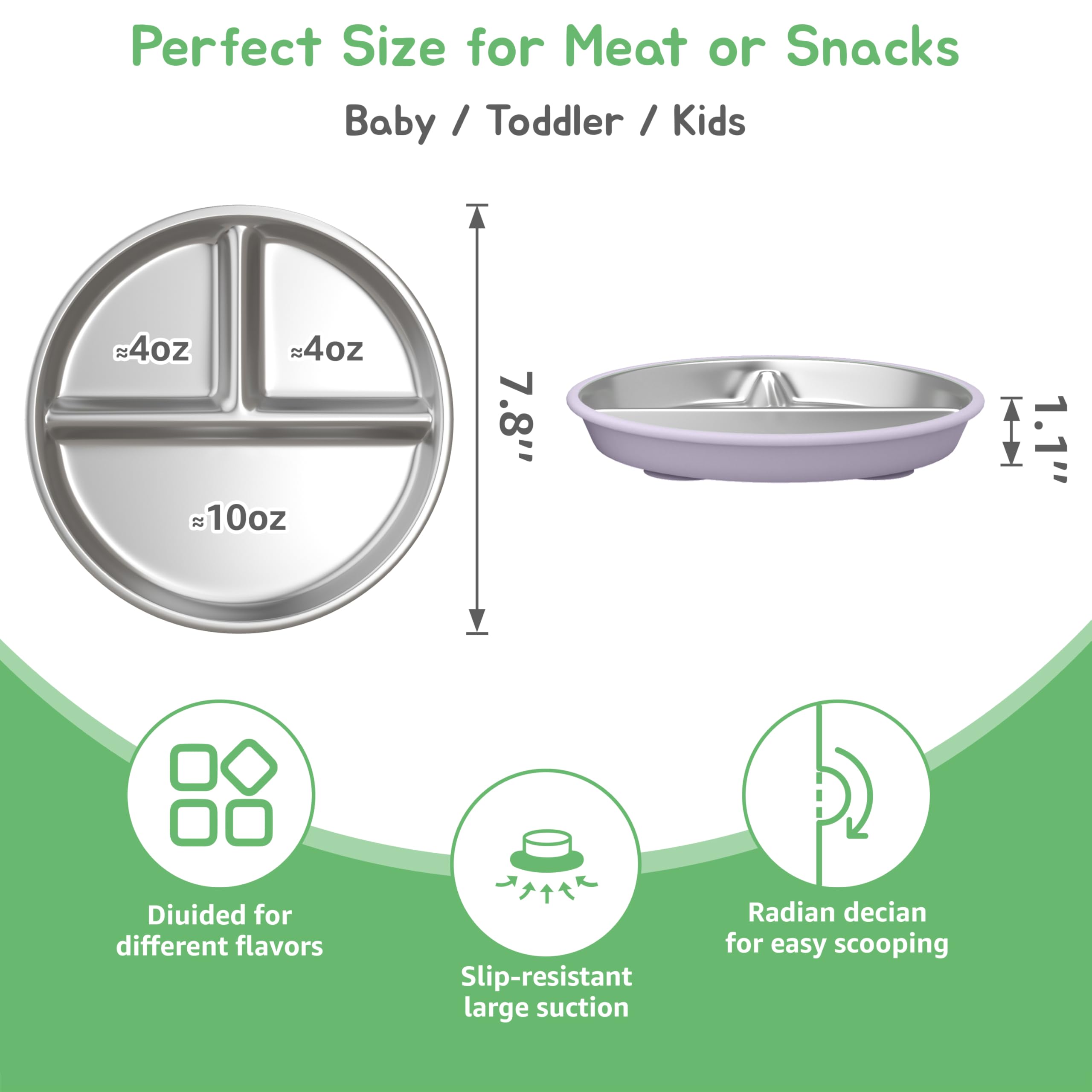 MEUIS suction base keeps plates steady, reducing spills during meals.