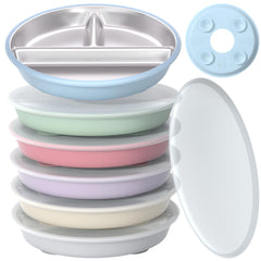 MEUIS suction base toddler plate keeps meals steady, reducing spills.