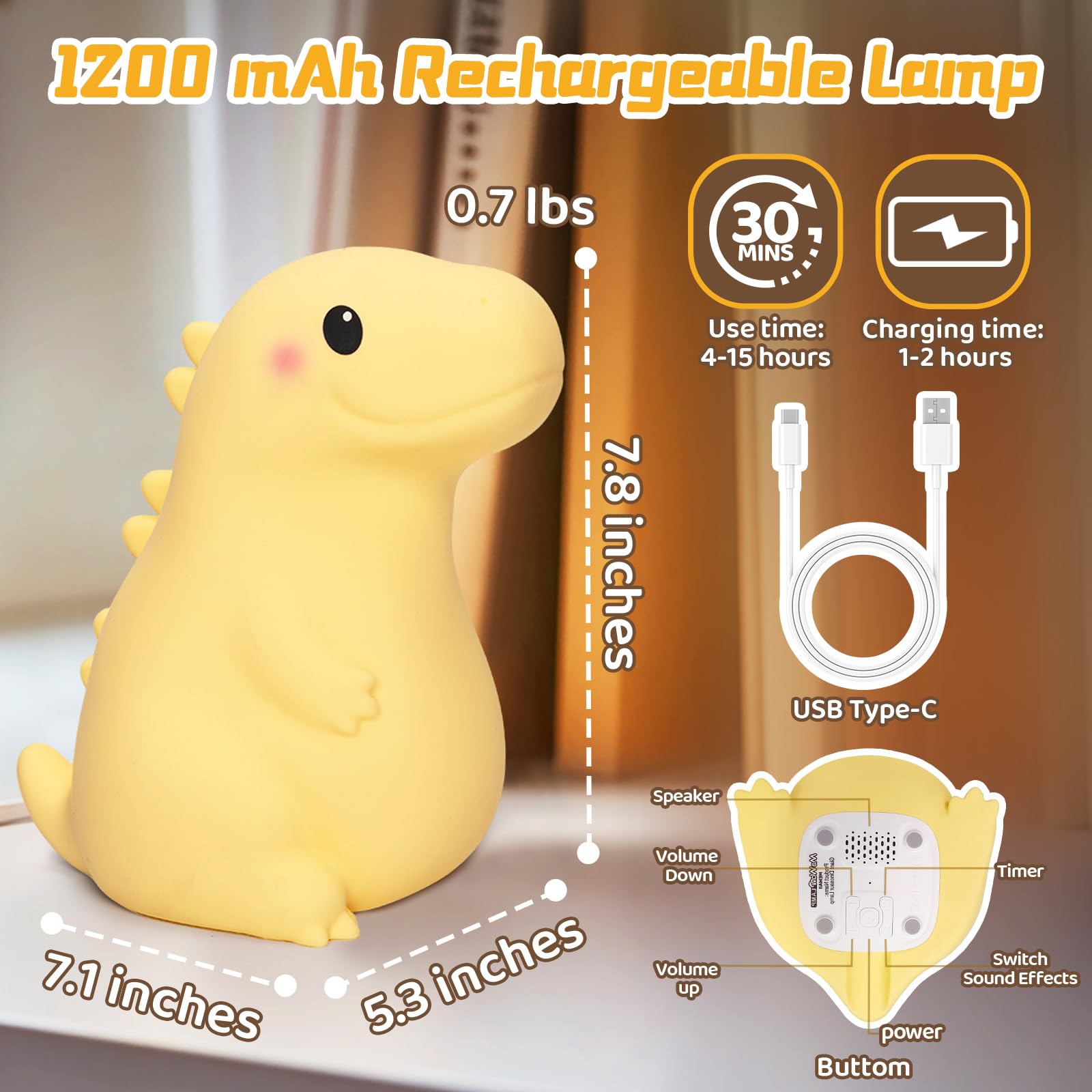 Mewaii bedside dino light serves as a cozy room light and toy.