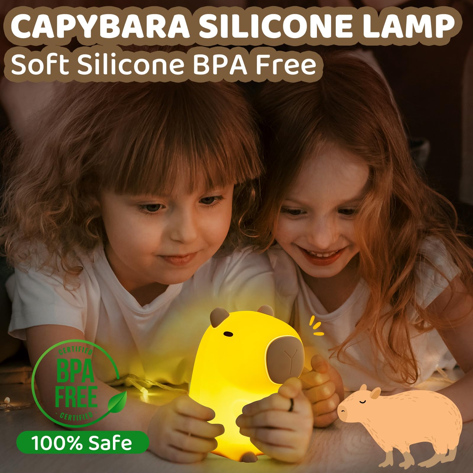 Mewaii Huggwaii capybara night light 1200mAh battery lasts through the night