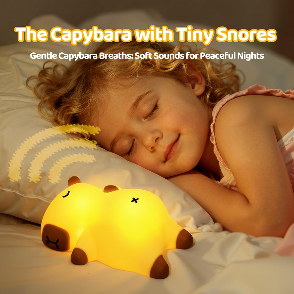 Mewaii snoring-capybara night light makes a cozy nursery gift.
