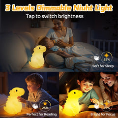 Mewaii squishy silicone dinosaur lamp offers a safe, tactile playtime light.