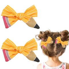 MexLuyu back-to-school yellow pencil hair bow clip for the first day look