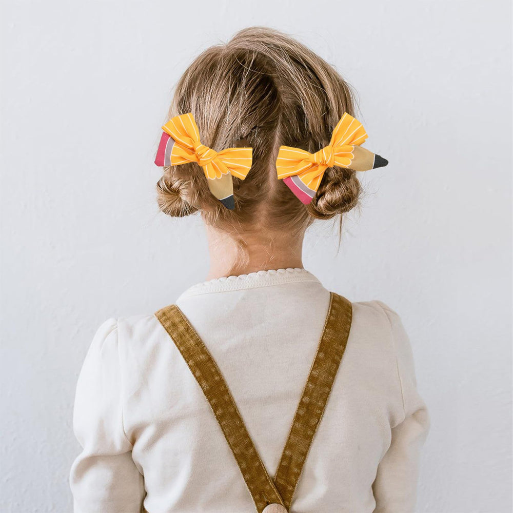 MexLuyu yellow hair bow clip durable for kindergarten hairstyles