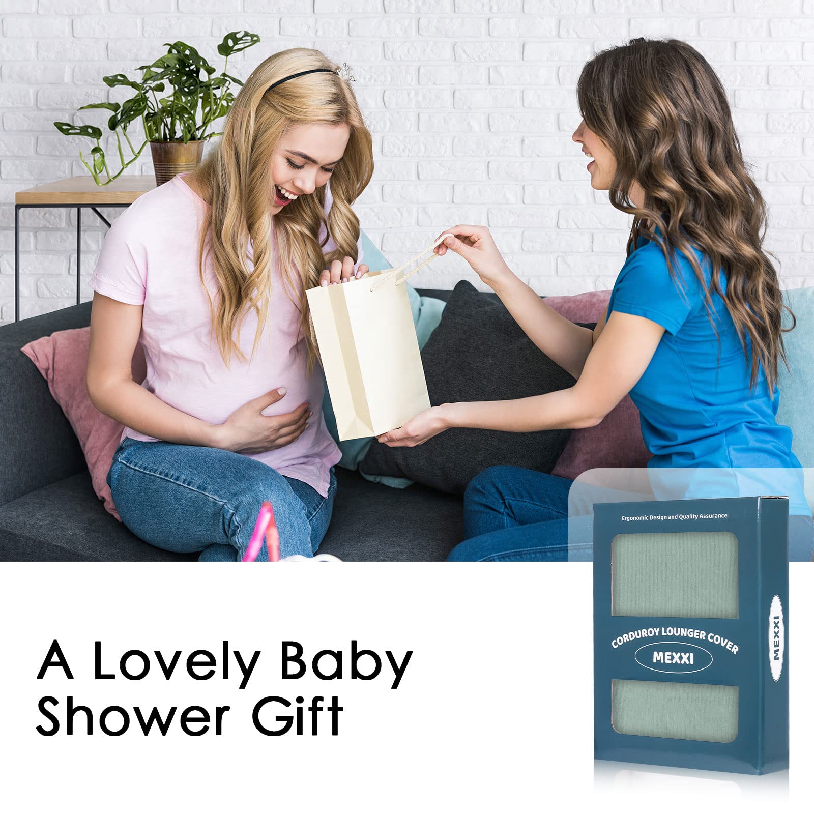 MEXXI gift-ready packaging in Sage Green makes a thoughtful baby shower present.