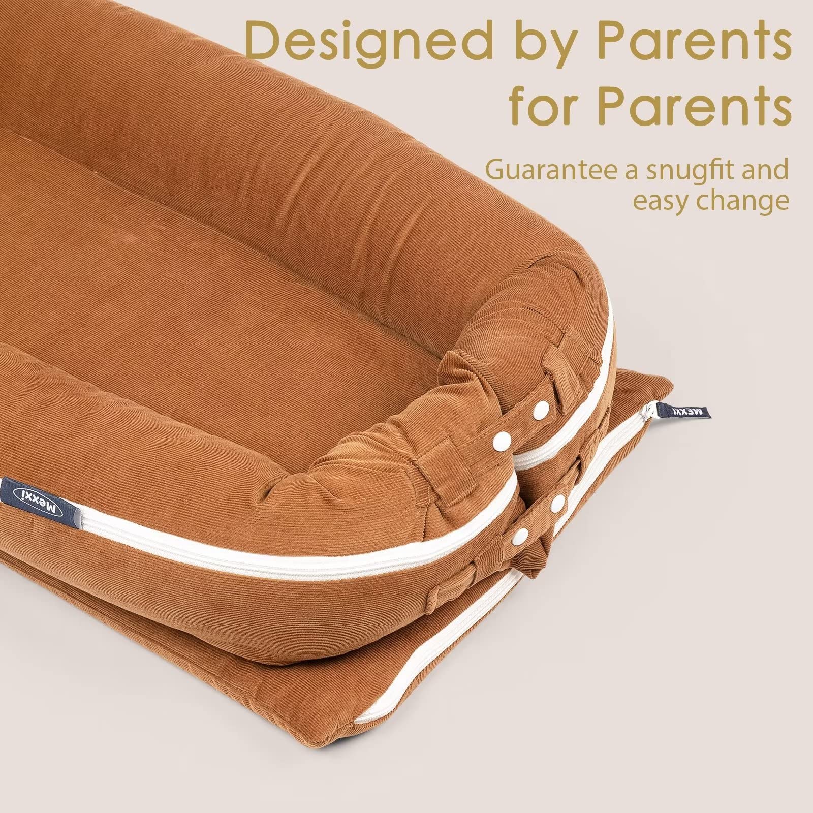 MEXXI brown corduroy nest cover adds warm style to your lounger.